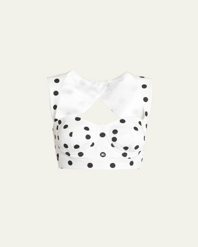 Polka-Dot Bustier Top with Open Back