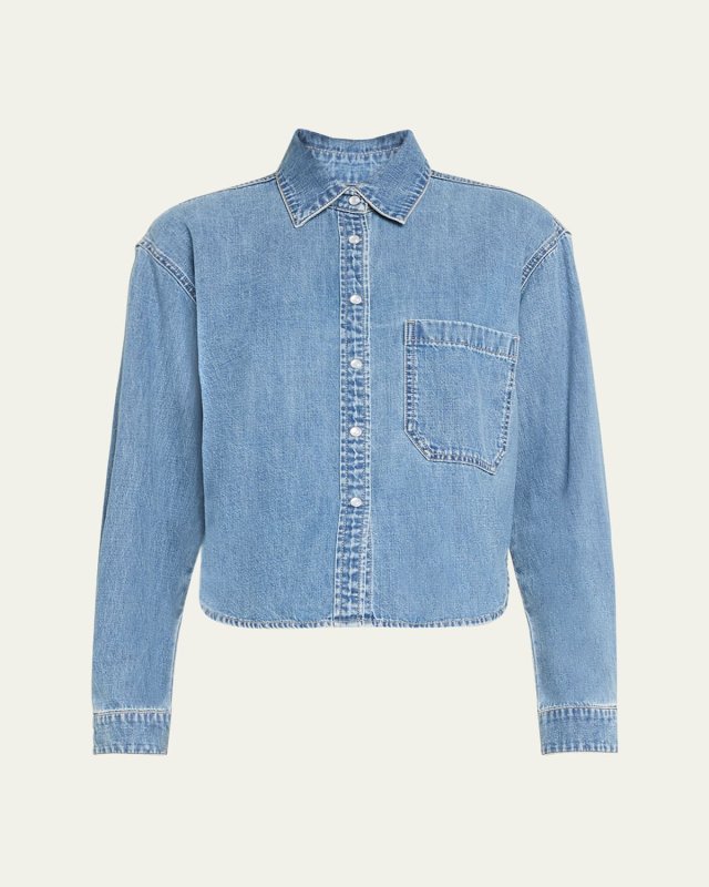 Aderes Snap-Front Denim Top
