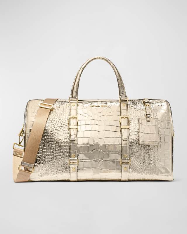 Bedford Metallic Croc-Embossed Travel Weekender Bag