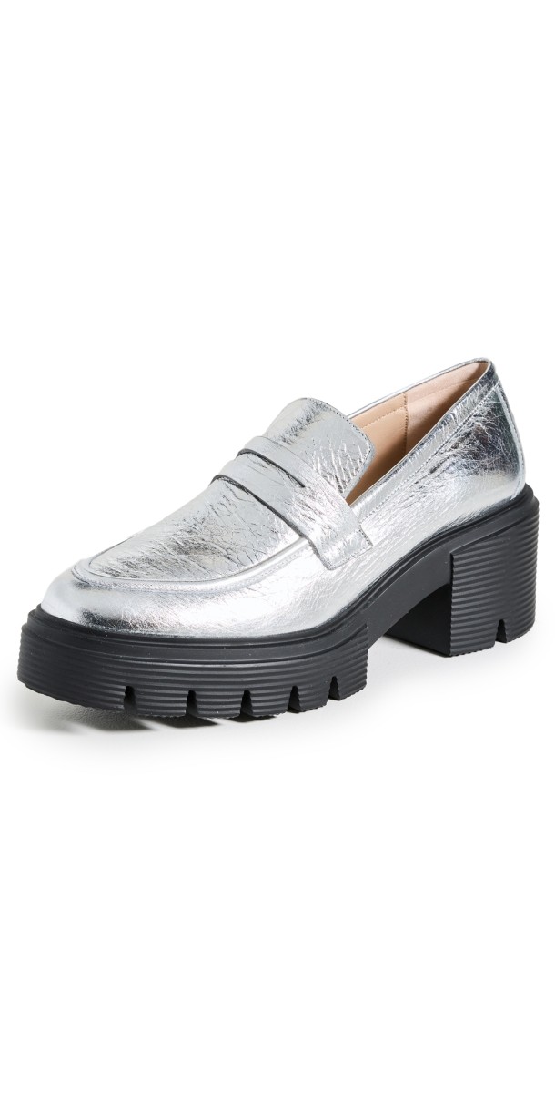 Stuart Weitzman Soho Loafers Silver