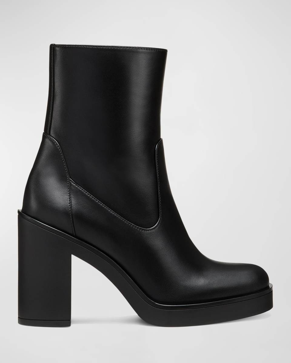 Bethenny Zip Leather Block-Heel Boots