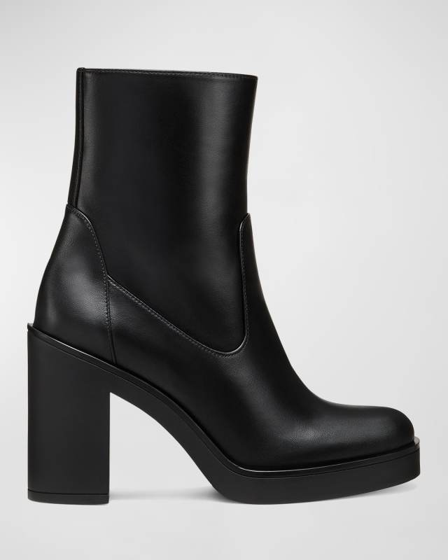 Bethenny Zip Leather Block-Heel Boots
