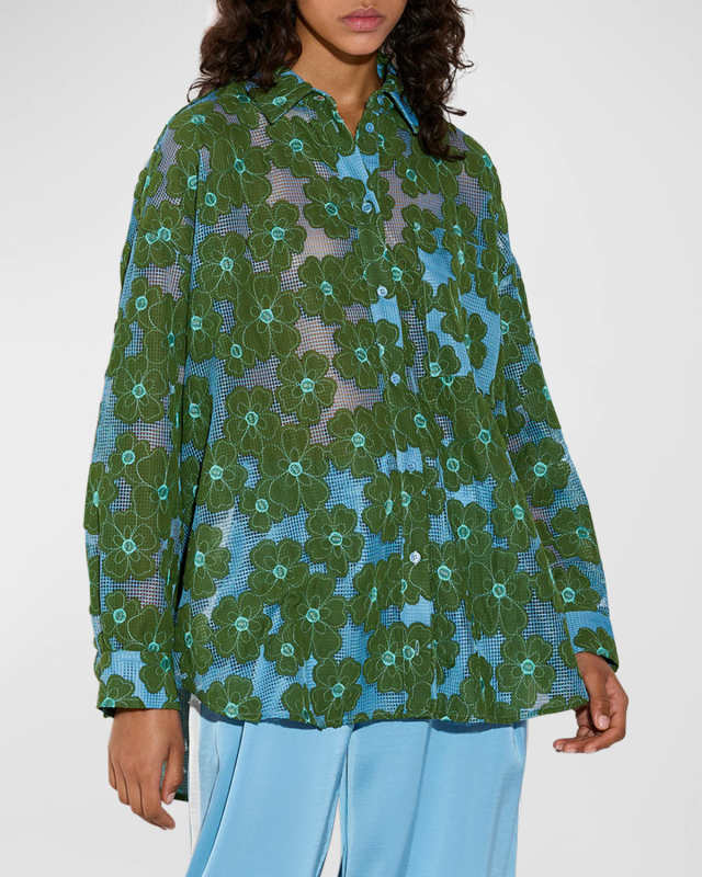 Festivity Two-Tone Embroidered Cotton Shirt