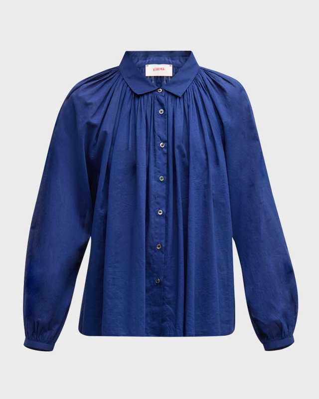 Fabienne Ruched Raglan-Sleeve Shirt
