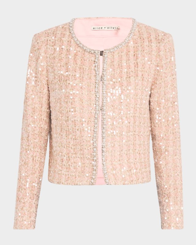 Kidman Embellished Plaid Tweed Boxy Jacket