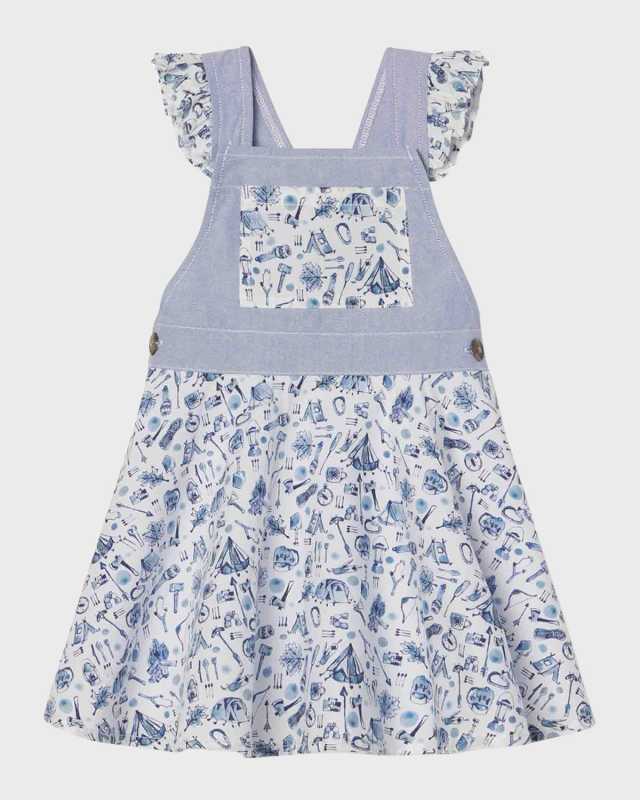 Girl's Kennedy Ernest's Adventure-Print Combo Dress, Size 3M-2