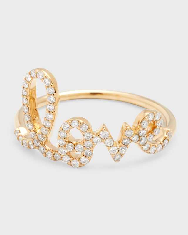 Large Love 14K Gold Ring with Diamonds