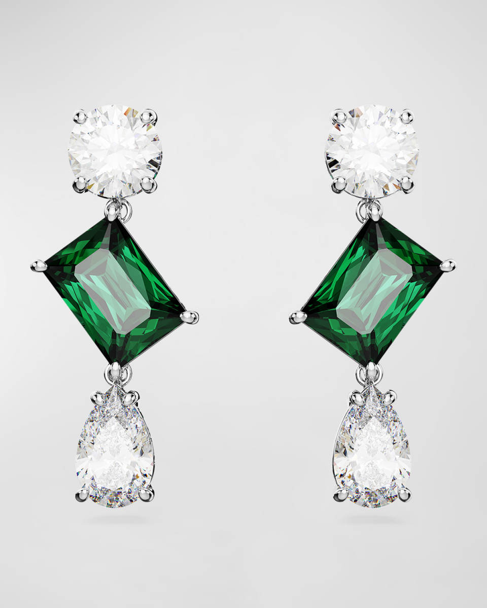 Mesmera Rhodium-Plated Mix-Cut Crystal Dangle Earrings