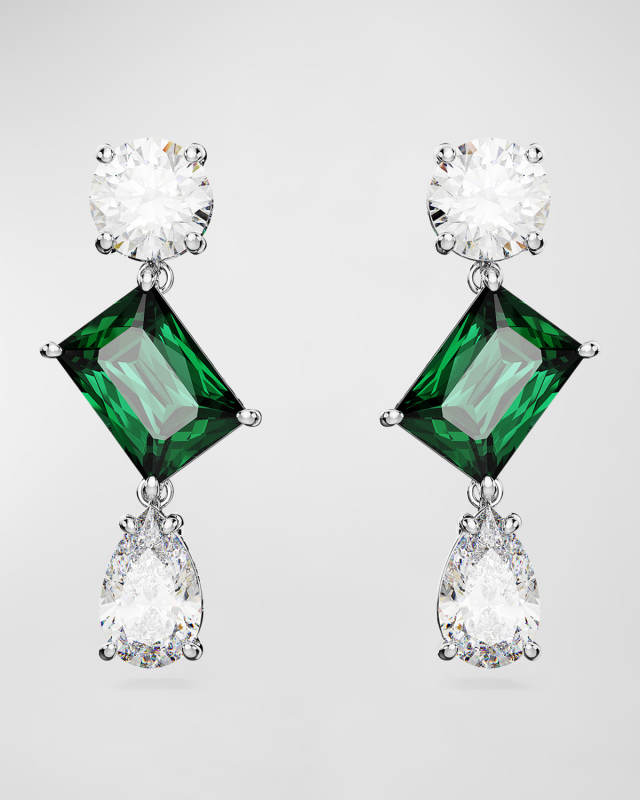 Mesmera Rhodium-Plated Mix-Cut Crystal Dangle Earrings