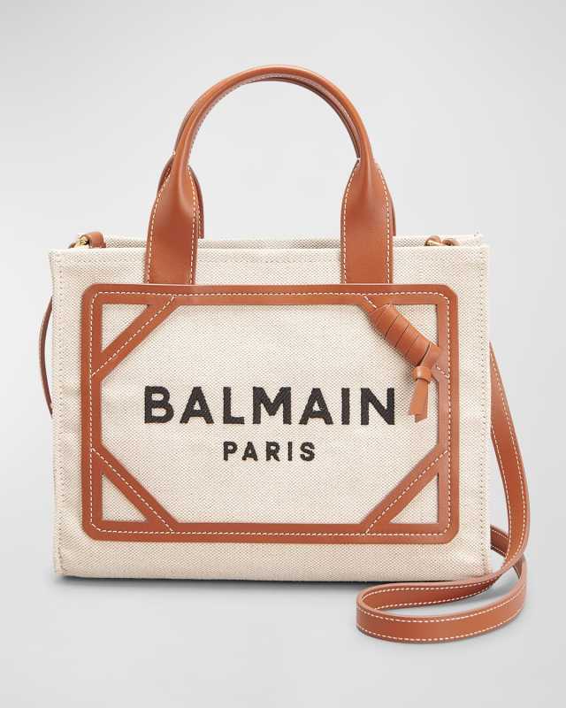 B Army Small Shopper Tote Bag in Canvas with Leather Handles