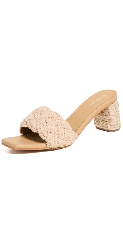 KAANAS Calliope Chunky Braided Jute-Wrapped Heels Natural