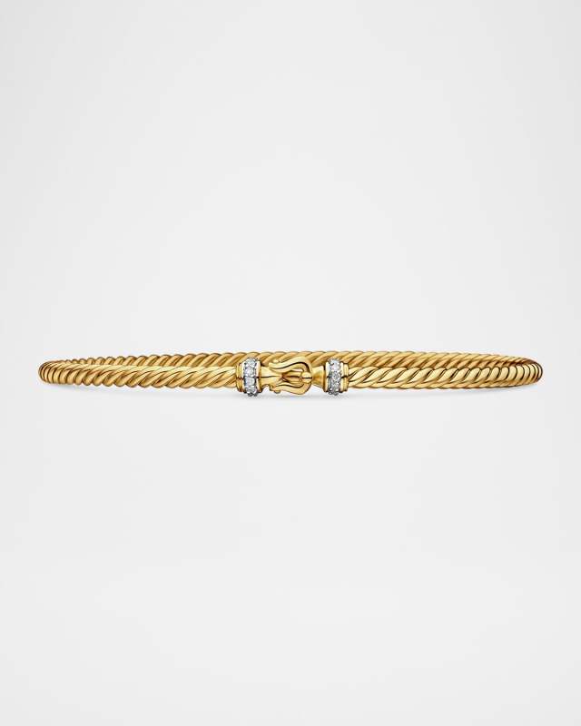Cable Buckle Bracelet with Diamonds and 18K Gold, 2.6