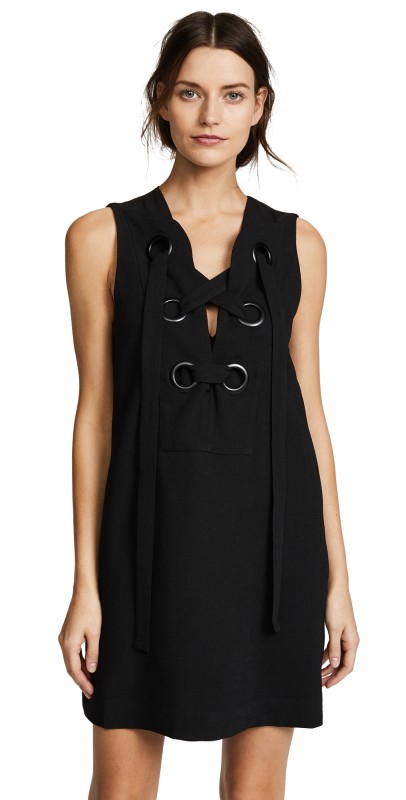 English Factory Lace Up Front Dress Black