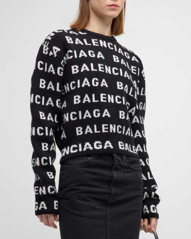 Cropped Horizontal Logo Wool Sweater