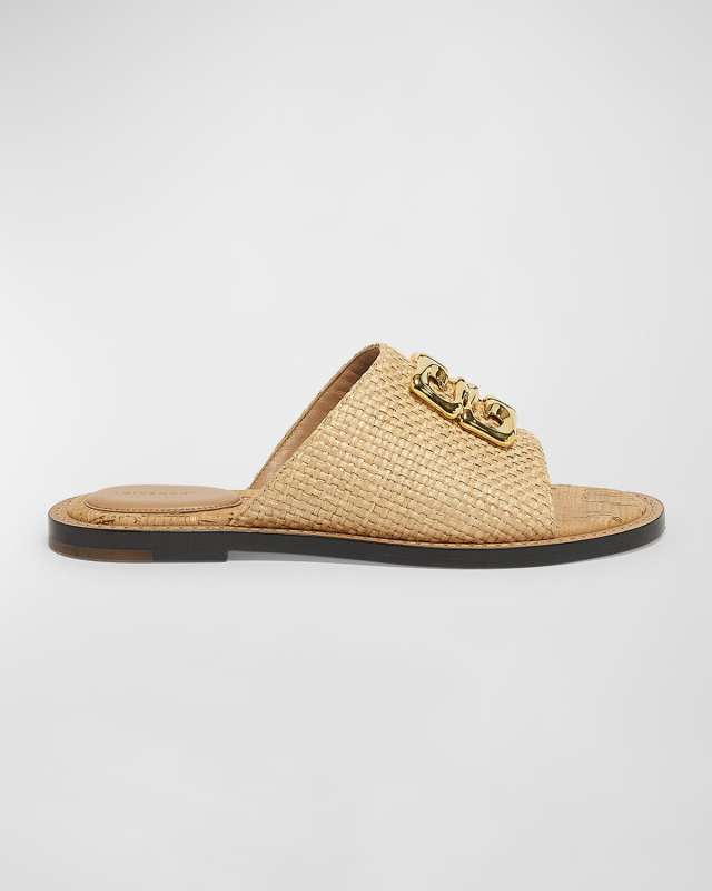 4G Medallion Woven Slide Sandals