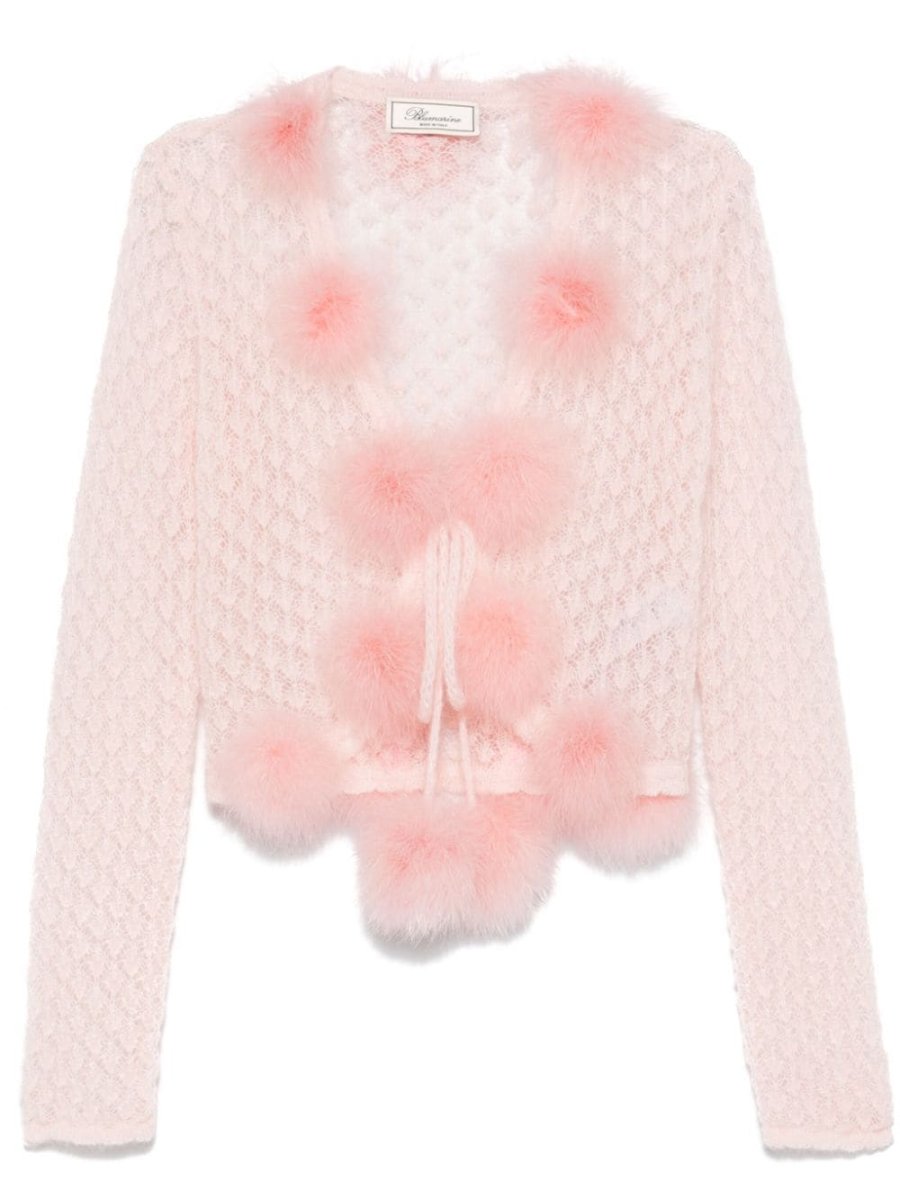feather-detail cardigan