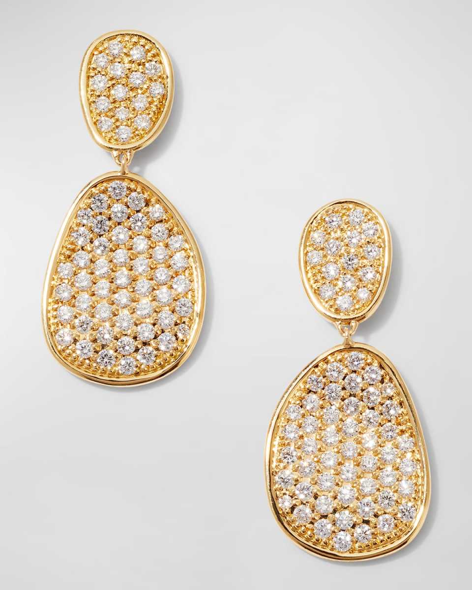 18K Yellow Gold Lunaria Pave Diamond Four Drop Earrings
