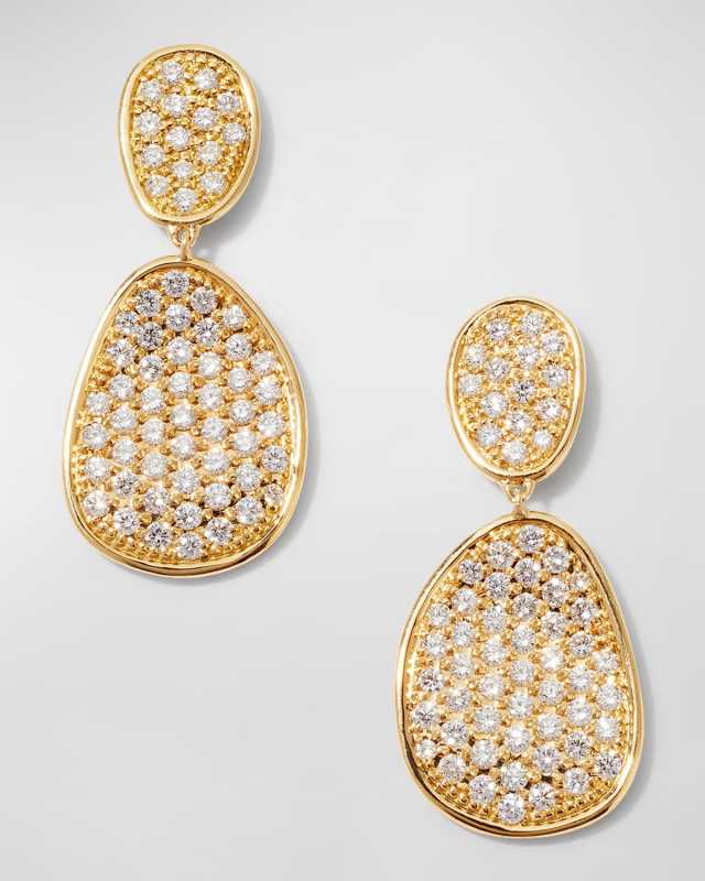 18K Yellow Gold Lunaria Pave Diamond Four Drop Earrings