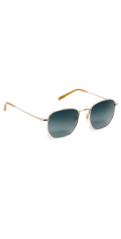 Oliver Peoples Eyewear Metal Square Sunglasses Blue/Gold