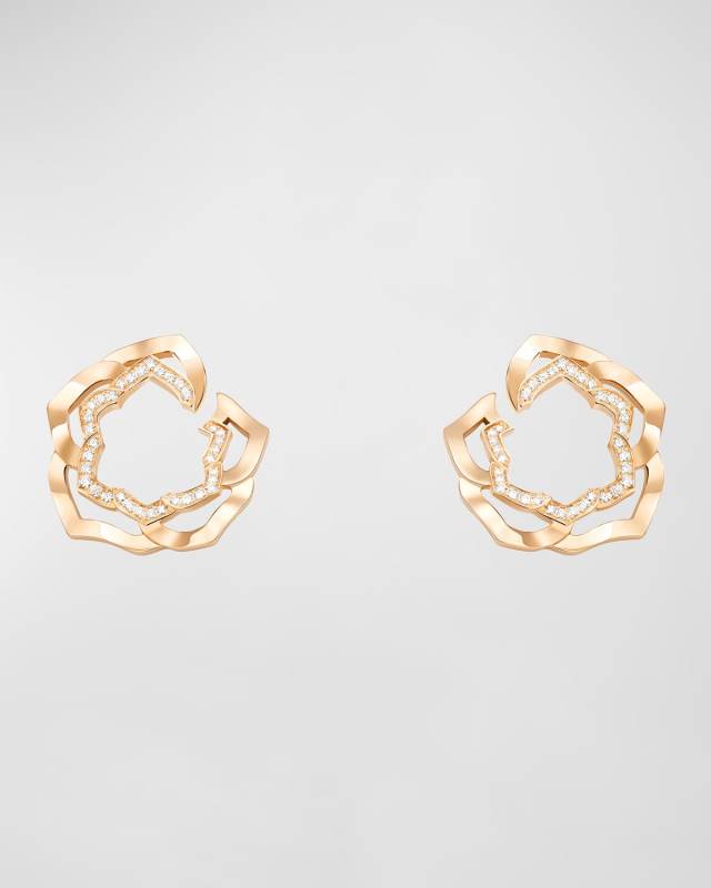 18k Rose Gold Diamond Rose Earrings