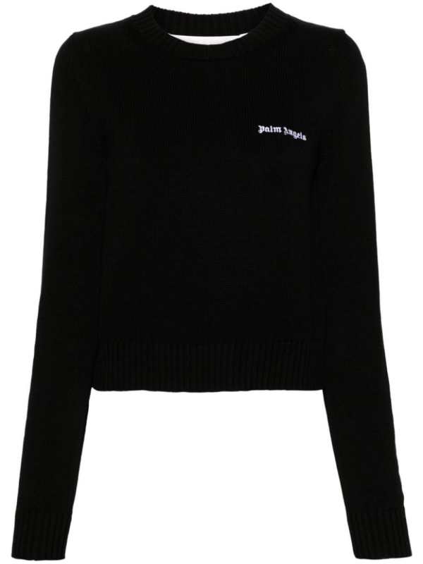 logo-embroidered cropped jumper