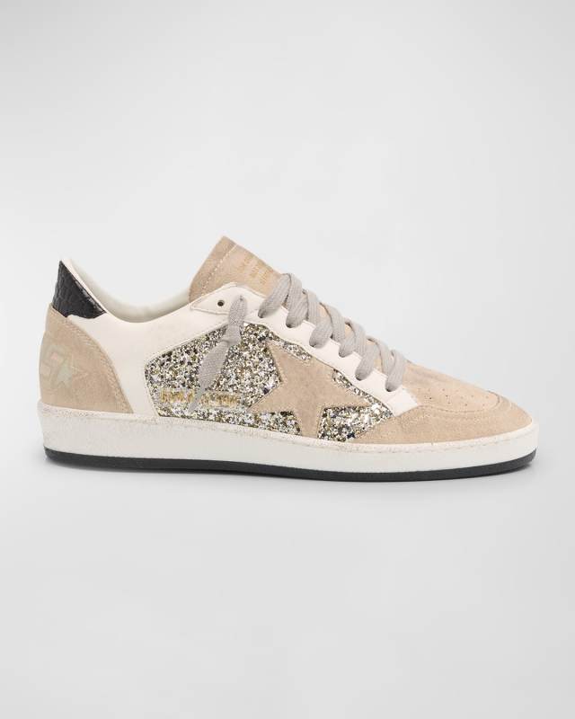 Ballstar Suede Glitter Low-Top Sneakers
