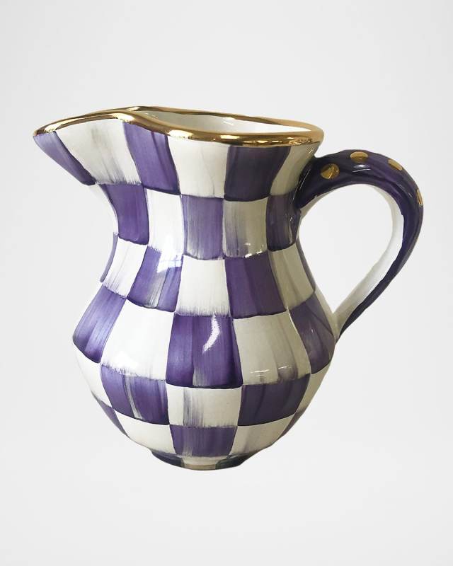 Plum Check Ceramic Creamer