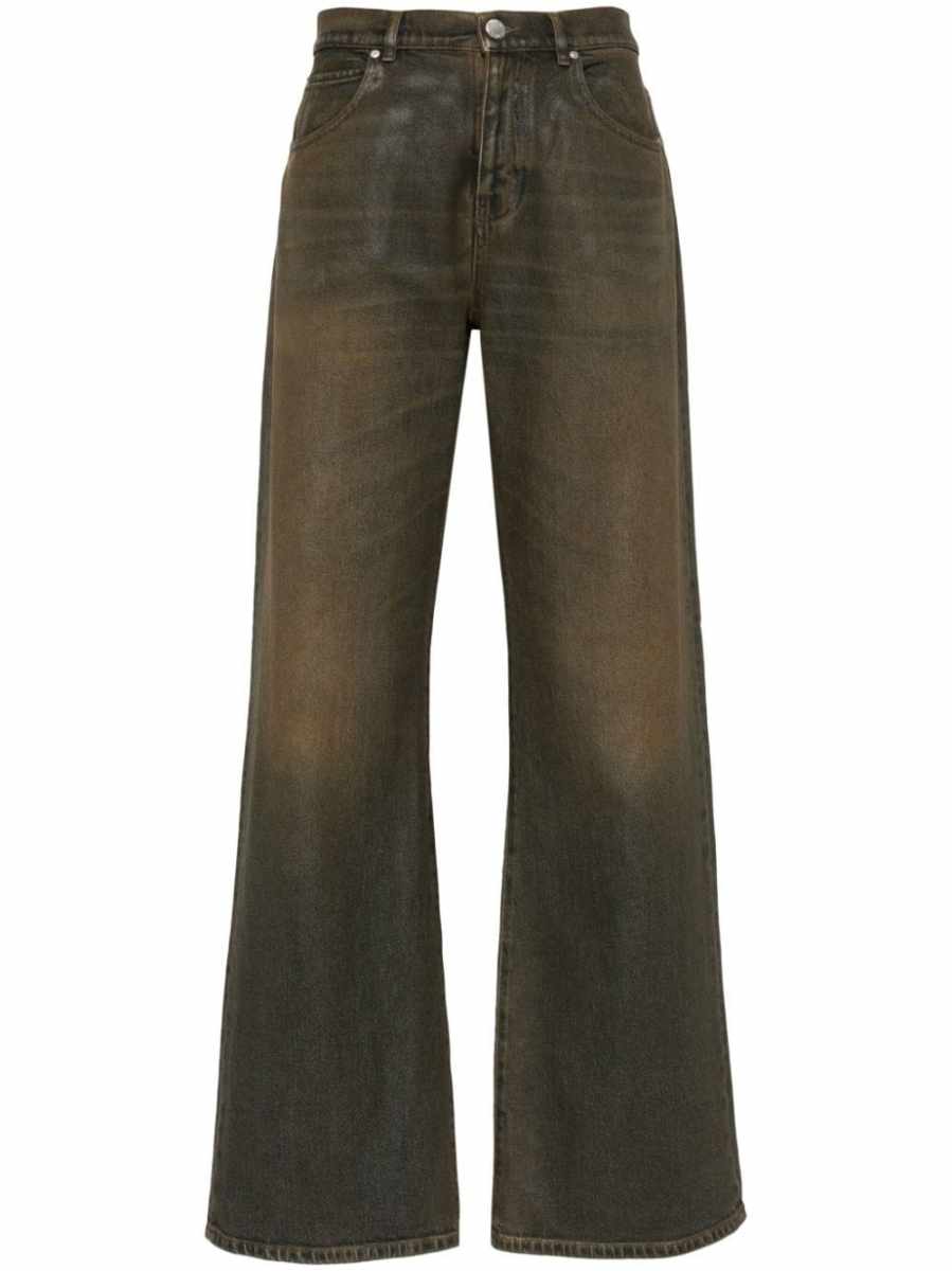 mid-rise straight-leg jeans