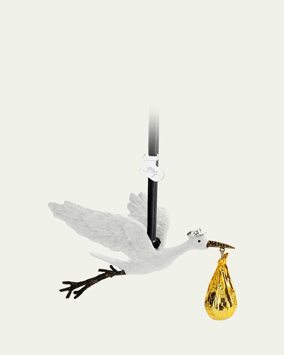 Silver and Gold Stork Ornament