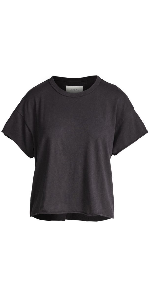 THE GREAT. The Crop Tee True White
