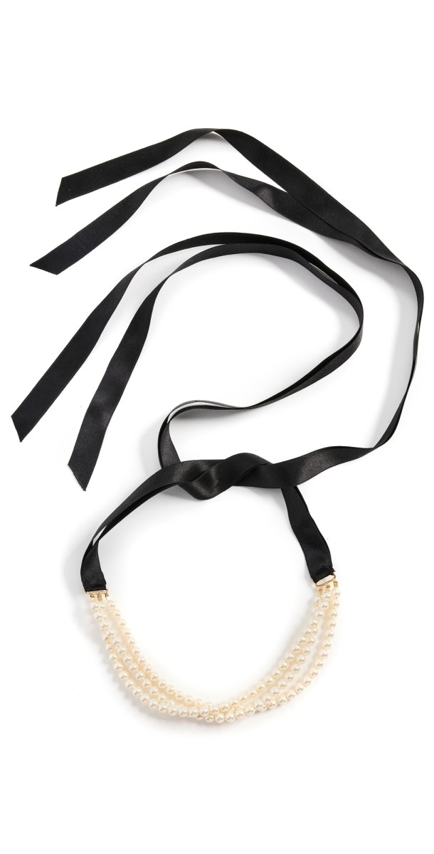 Jennifer Behr Blaire Ribbon Tie Necklace Black