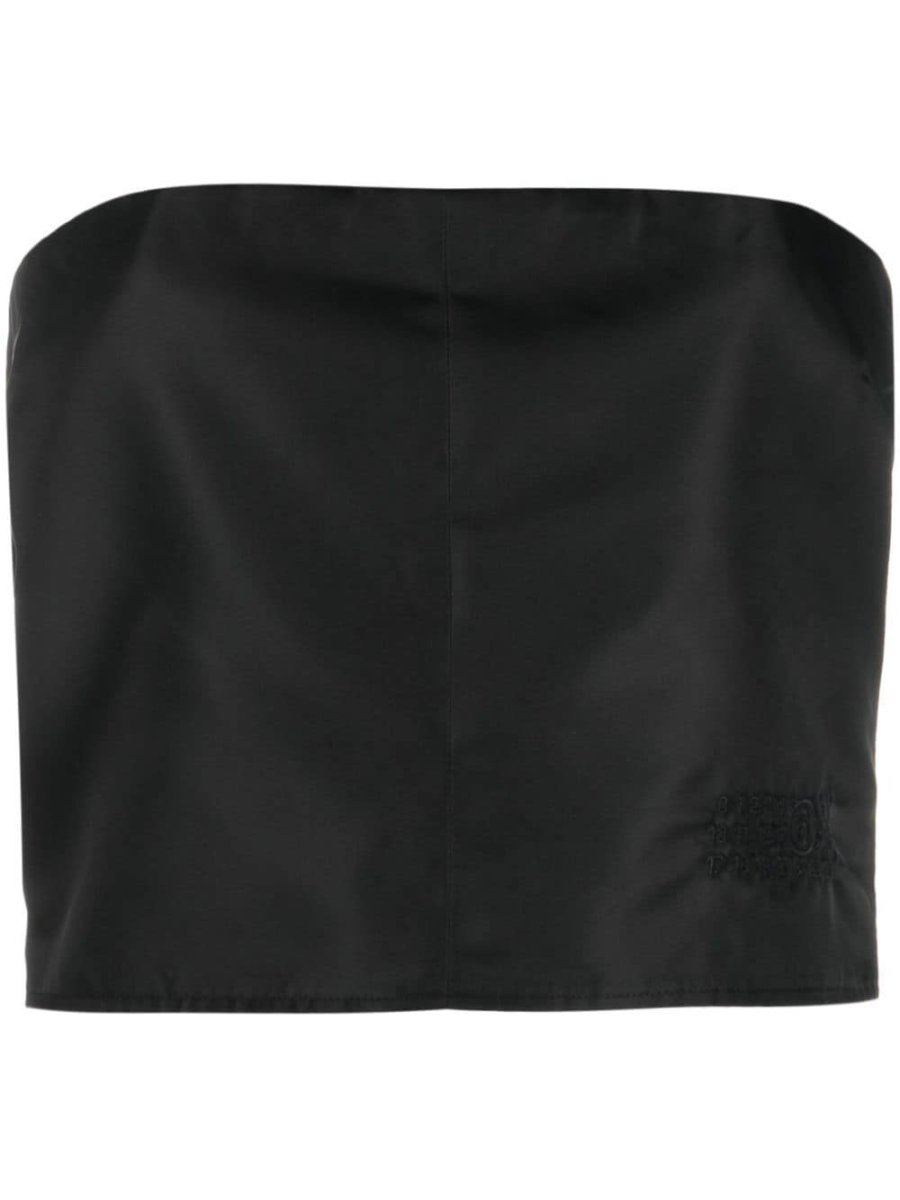 numbers-motif strapless bustier