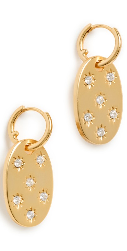 Roxanne Assoulin Star Set Crystal Pendant Earrings Mixed Gold
