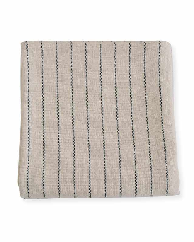Pinstripe Herringbone Cotton Blanket, Midnight B