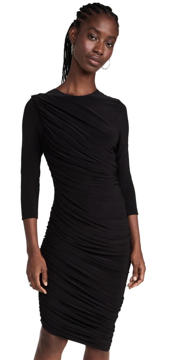 Norma Kamali Long Sleeve Diana Mini Dress Black