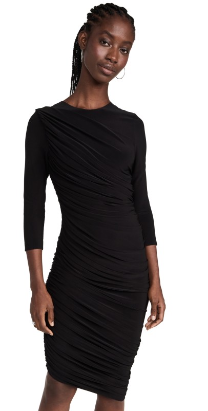 Norma Kamali Long Sleeve Diana Mini Dress Black