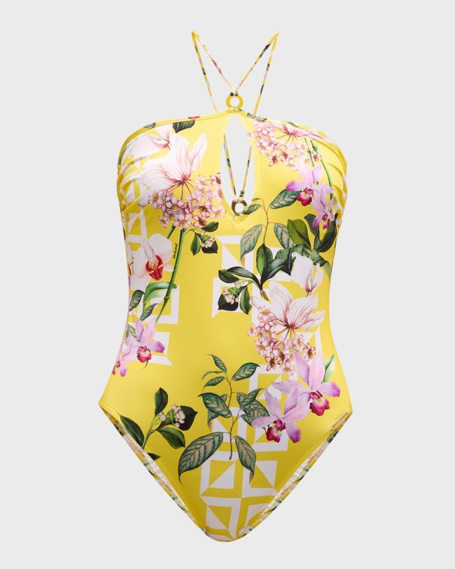 Jardin Delice Non-Wire Halter One-Piece Swimsuit