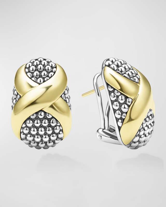 Embrace Two Tone X Omega Clip Earrings