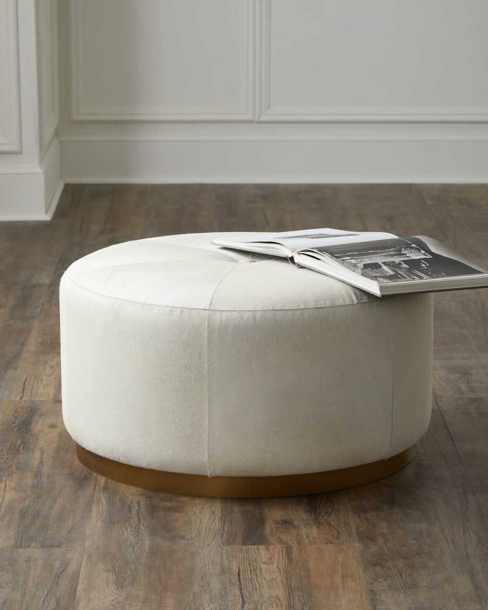 Thackery Round Hair-Hide Pouf