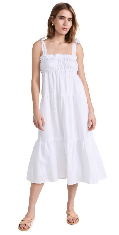 FAITHFULL THE BRAND Bellamy Midi Dress White
