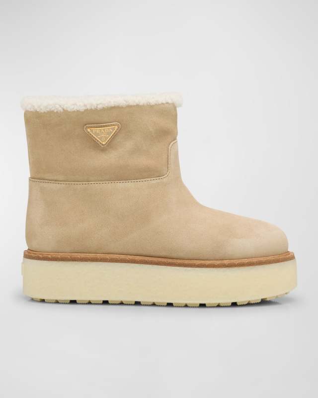 Suede Shearling Cozy Platform Booties