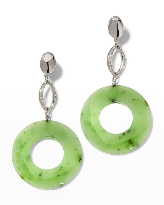 18K White Gold Look At Me Earrings with Smokey Quartz and Diamonds
