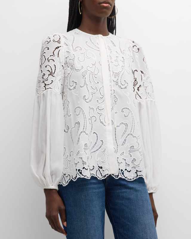 Joan Embroidered Cutout Blouse