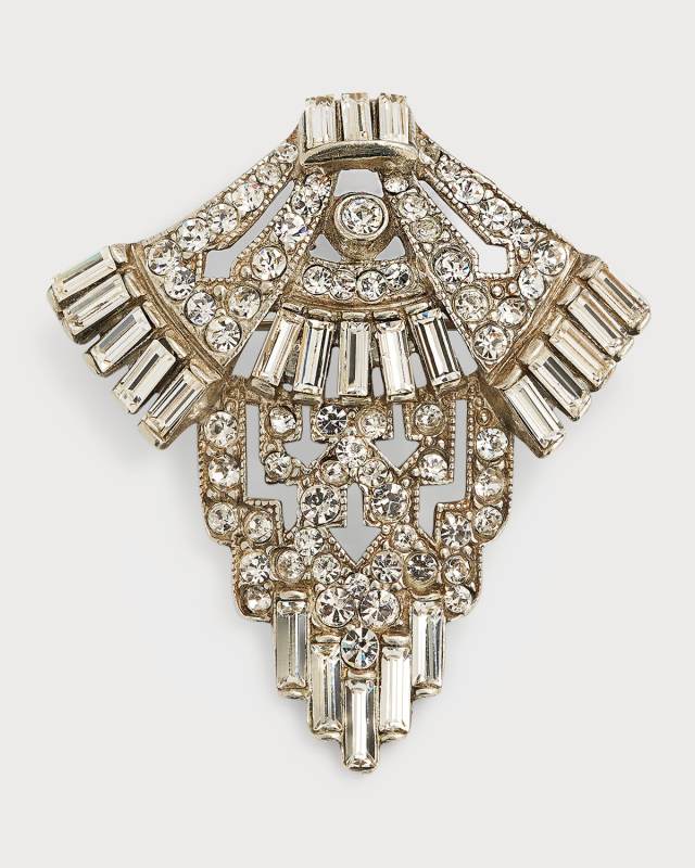 Silver Crystal Deco Brooch