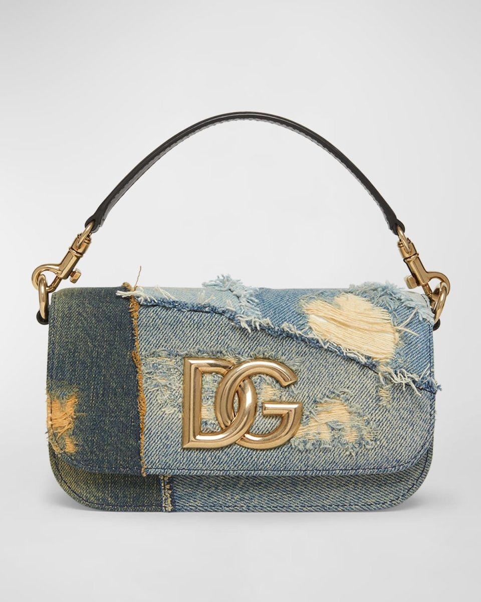 Logo Patchwork Denim Crossbody Bag