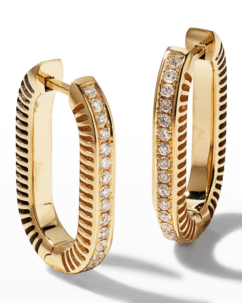 Yellow Gold Double-Sided Chunky Earrings with Diamonds