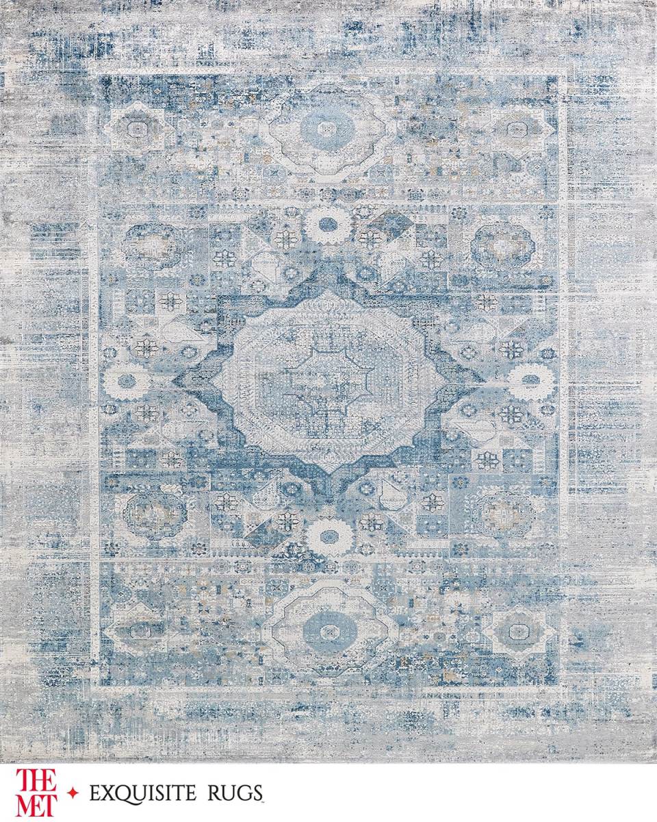 Legacy Power-Loomed Blue & Ivory Rug, 9' x 12'