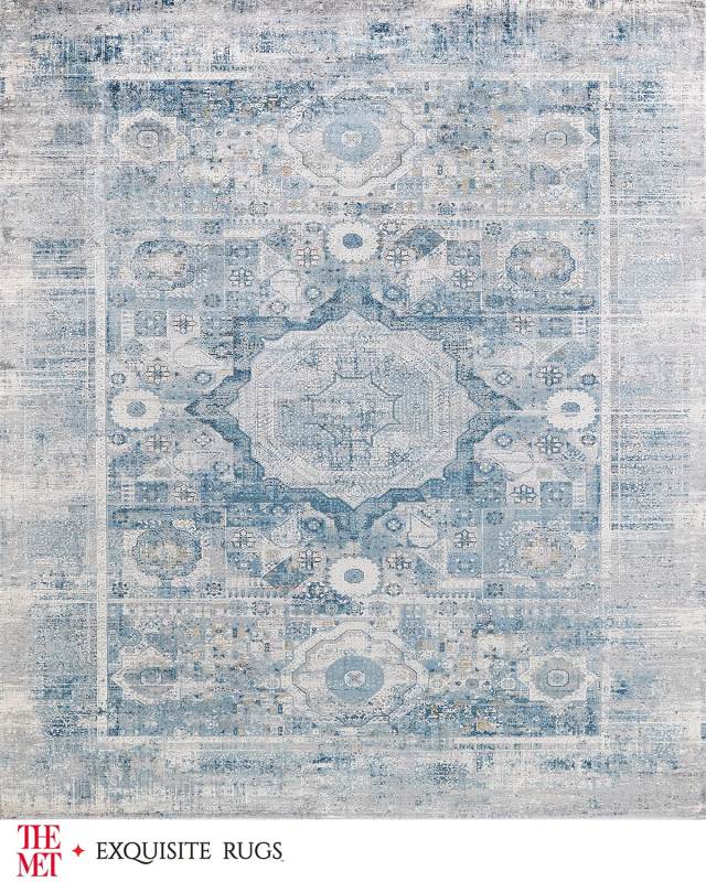 Legacy Power-Loomed Blue & Ivory Rug, 9' x 12'