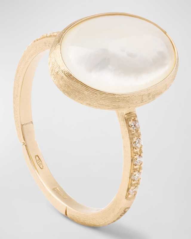 18K Siviglia Mother-of-Pearl Ring with White Diamonds, Size
