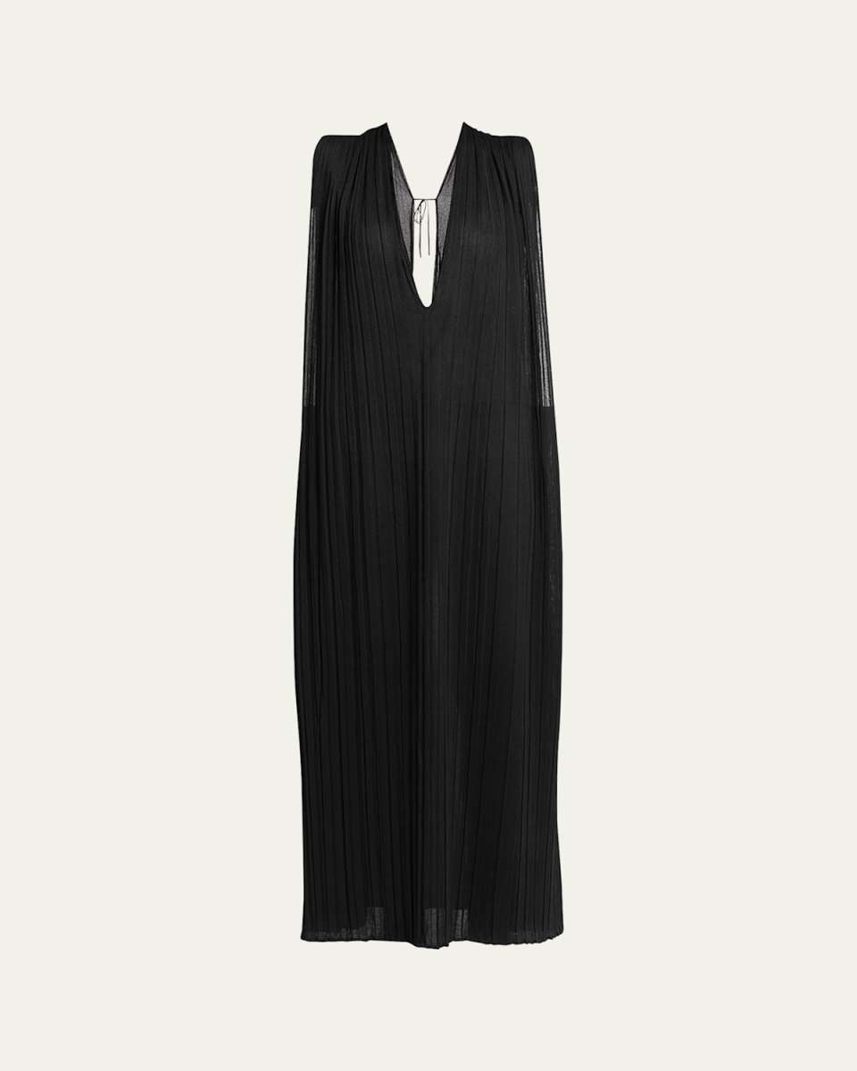 Pleated Sheer Maxi Dress